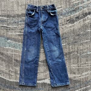 Boy's Vintage 80's Steel USA Dark Blue Denim Straight Boot Cut Jeans Sz 7 Slim